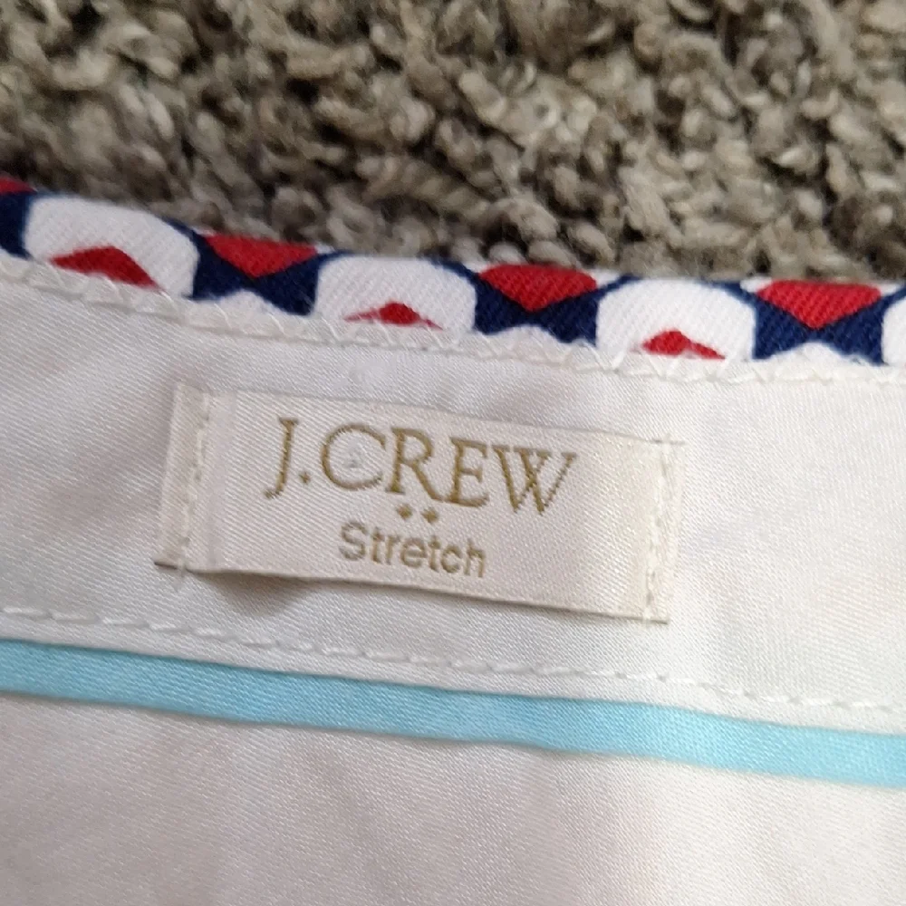 J. Crew Factory High Waist Geometric Red/White/Blue Flat Front Shorts Chinos-10